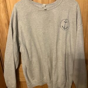 Jerzees Light Gray Crewneck Sweater with Anchor